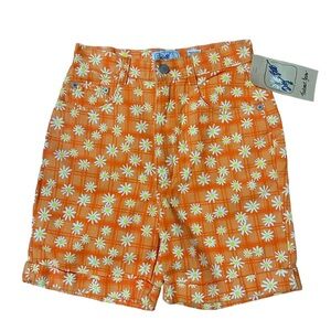 Vintage 1980s Daisy Blues Orange Floral High Waisted Shorts Size 24